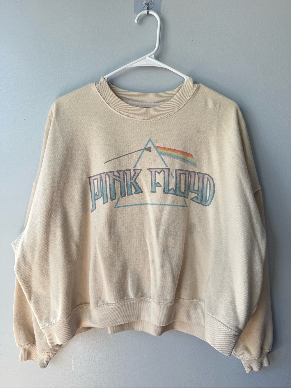 Pink Floyd Cream Crewneck Sweatshirt with Pastel Graphic